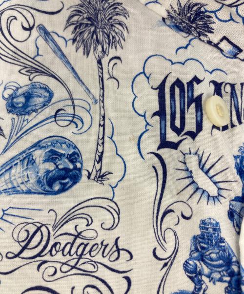 reyn spooner（レイン スプナー）reyn spooner (レイン スプナー) mister cartoon (ミスター・カートゥーン) LOS ANGELES DODGERS ALOHA SHIRT ホワイト×ブルー サイズ:XLの古着・服飾アイテム