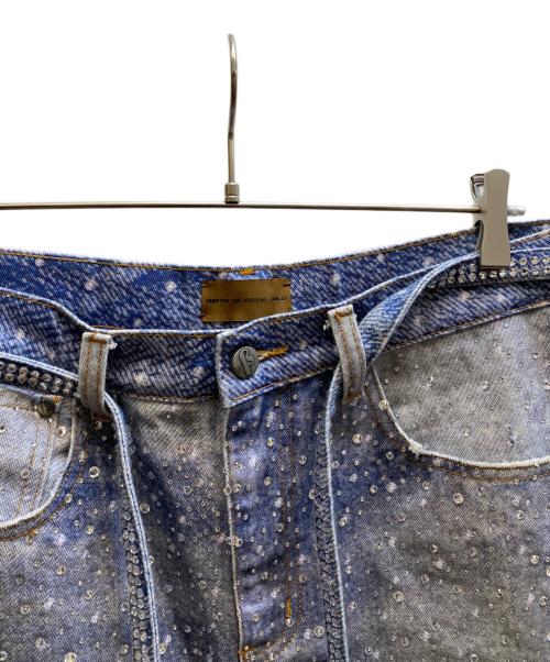 BIRTH OF ROYAL CHILD（バース オブ ロイヤル チャイルド）BIRTH OF ROYAL CHILD (バース オブ ロイヤル チャイルド) 3D Printed Washed Swarovski Diamond Jean ブルー サイズ:Lの古着・服飾アイテム