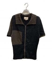 ORIMI（オリミ）の古着「スパンコールジップカーディガン」｜ブラック