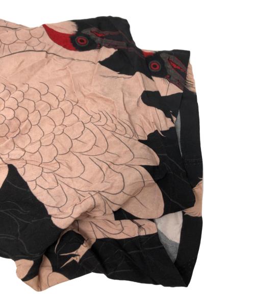 Gakkin（ガッキン）Gakkin (ガッキン) BUDSPOOL (バッズプール) 赤目鶴 HAWAIIAN SHORTS ブラック×ピンク サイズ:Lの古着・服飾アイテム