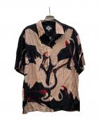 Gakkin×BUDSPOOLガッキン×バッズプール）の古着「赤目鶴 HAWAIIANSHIRT」｜ブラック×ピンク