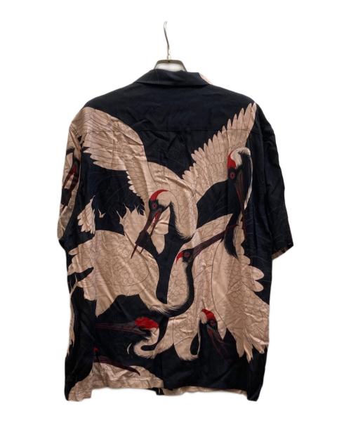 Gakkin（ガッキン）Gakkin (ガッキン) BUDSPOOL (バッズプール) 赤目鶴 HAWAIIANSHIRT ブラック×ピンク サイズ:Lの古着・服飾アイテム