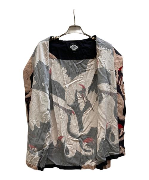Gakkin（ガッキン）Gakkin (ガッキン) BUDSPOOL (バッズプール) 赤目鶴 HAWAIIANSHIRT ブラック×ピンク サイズ:Lの古着・服飾アイテム