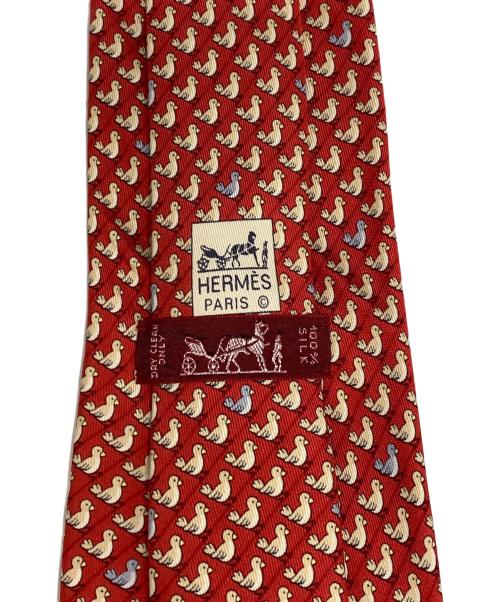 HERMES（エルメス）HERMES (エルメス) 総柄シルクネクタイ レッド サイズ:記載なしの古着・服飾アイテム