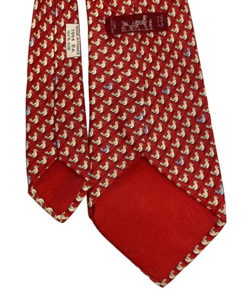 HERMES（エルメス）HERMES (エルメス) 総柄シルクネクタイ レッド サイズ:記載なしの古着・服飾アイテム