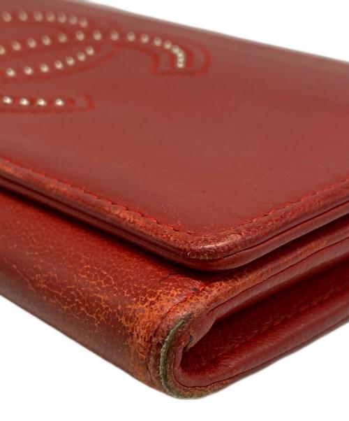 CHANEL（シャネル）CHANEL (シャネル) ココマークスタッズウォレット レッドの古着・服飾アイテム