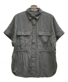 23区（ニジュウサンク）の古着「 25SSライトシアーマットクロス ミリタリーディティール シャツ/BL.WO.GM.0505」｜グリーン