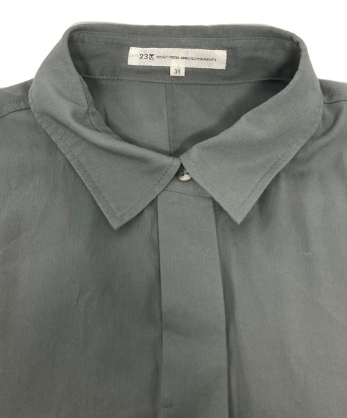 23区（ニジュウサンク）23区 (ニジュウサンク)  25SSライトシアーマットクロス ミリタリーディティール シャツ/BL.WO.GM.0505 グリーン サイズ:38の古着・服飾アイテム