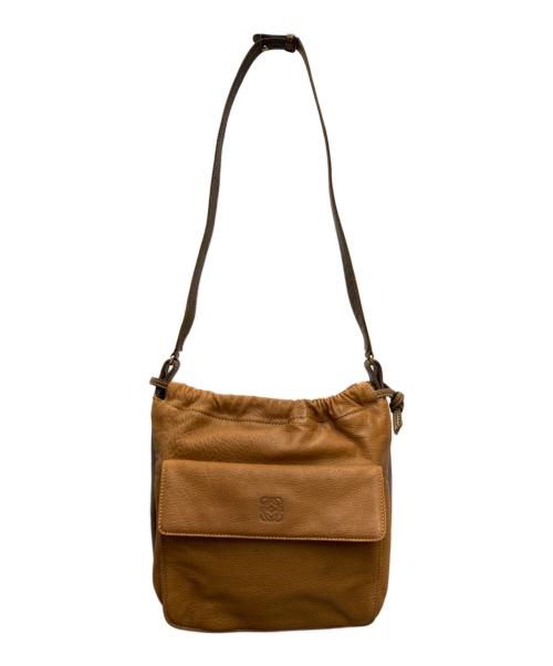 LOEWE（ロエベ）LOEWE (ロエベ) レザー巾着ヴィンテージショルダーバッグ ブラウンの古着・服飾アイテム