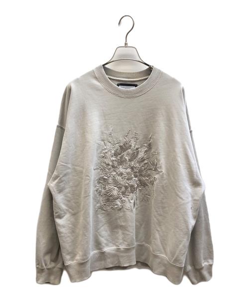 MAISON SPECIAL（メゾンスペシャル）MAISON SPECIAL (メゾンスペシャル) フラワーエンブロイダリーヘビーウェイトピグメントスウェット グレーの古着・服飾アイテム