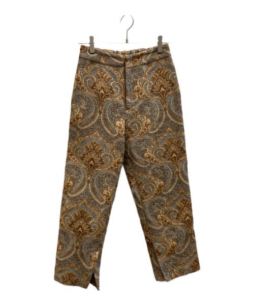 chignon（シニヨン）chignon (シニヨン) 総柄ジャガードパンツ ブラウン サイズ:Fの古着・服飾アイテム