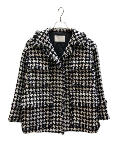 BALLSEY（ボールジィ）BALLSEY (ボールジィ) ハウンドトゥースツイード フリンジジャケット ブラック サイズ:36の古着・服飾アイテム