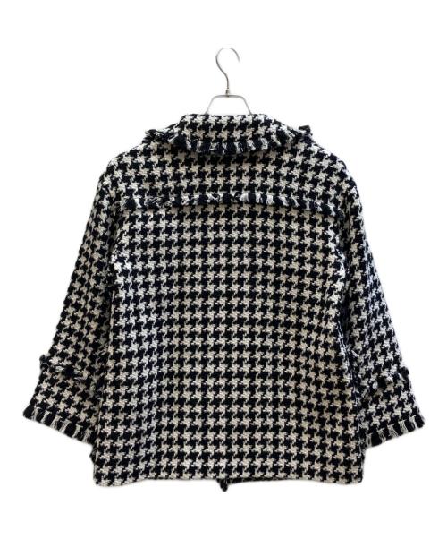 BALLSEY（ボールジィ）BALLSEY (ボールジィ) ハウンドトゥースツイード フリンジジャケット ブラック サイズ:36の古着・服飾アイテム