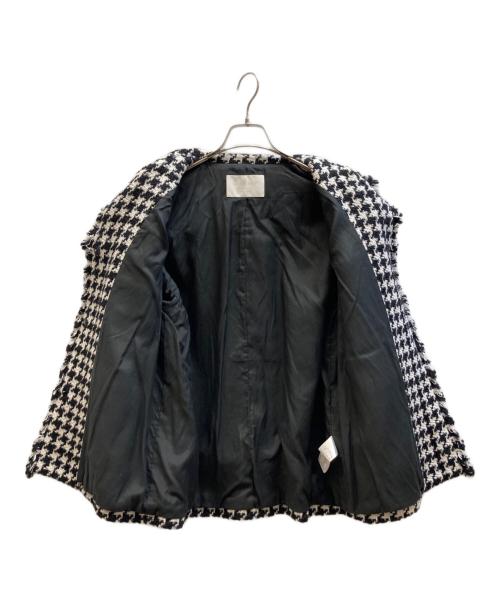 BALLSEY（ボールジィ）BALLSEY (ボールジィ) ハウンドトゥースツイード フリンジジャケット ブラック サイズ:36の古着・服飾アイテム