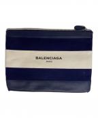 BALENCIAGAバレンシアガ）の古着「キャンバス×レザー セカンドバッグ」｜ネイビー