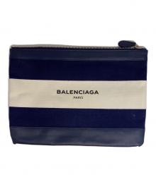 BALENCIAGA（バレンシアガ）の古着「キャンバス×レザー セカンドバッグ」｜ネイビー