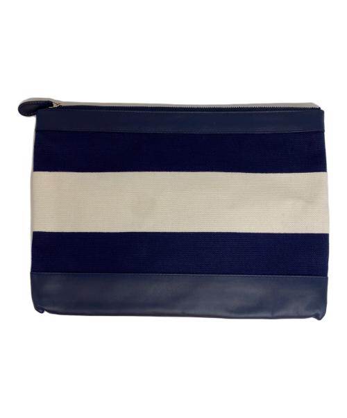 BALENCIAGA（バレンシアガ）BALENCIAGA (バレンシアガ) キャンバス×レザー セカンドバッグ ネイビーの古着・服飾アイテム