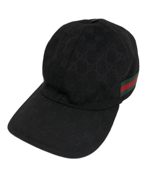 GUCCI（グッチ）GUCCI (グッチ) GGキャンバス柄キャップ ブラック サイズ:58cm（Ⅿ）の古着・服飾アイテム
