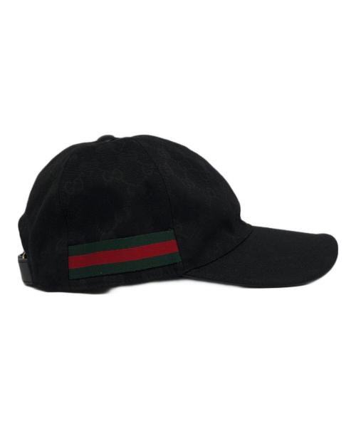 GUCCI（グッチ）GUCCI (グッチ) GGキャンバス柄キャップ ブラック サイズ:58cm（Ⅿ）の古着・服飾アイテム