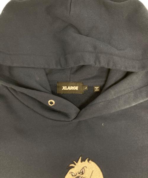X-LARGE（エクストララージ）X-LARGE (エクストララージ) OFF LEASH HOODED SWEATSHIRT ネイビー サイズ:Lの古着・服飾アイテム