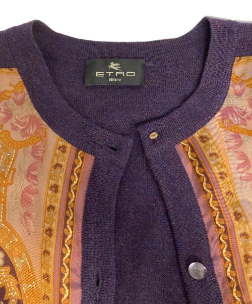 ETRO（エトロ）ETRO (エトロ) ペイズリー柄切替カーディガン パープル サイズ:-の古着・服飾アイテム