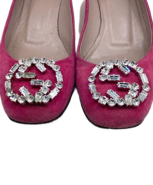 GUCCI（グッチ）GUCCI (グッチ) ビジュー インターロッキング パンプス ピンク サイズ:35の古着・服飾アイテム