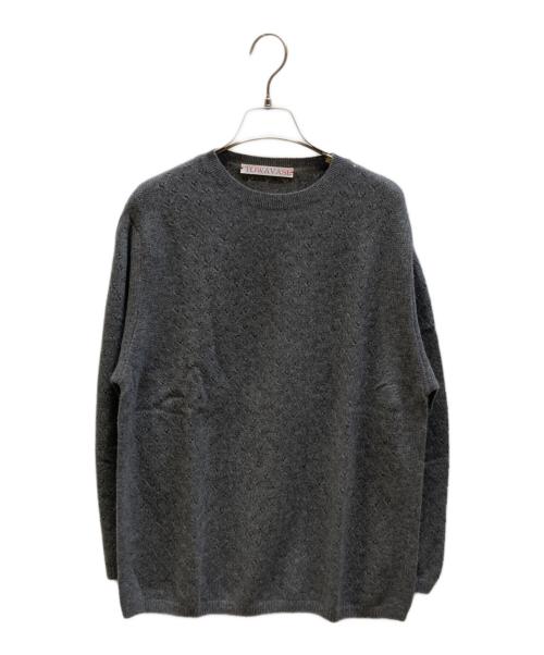 TOWAVASE（トワヴァーズ）TOWAVASE (トワヴァーズ) クルーネックカシミヤニット グレー サイズ:-の古着・服飾アイテム