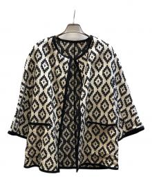 MaxMara（マックスマーラ）の古着「総柄ノーカラージャケット」｜ベージュ