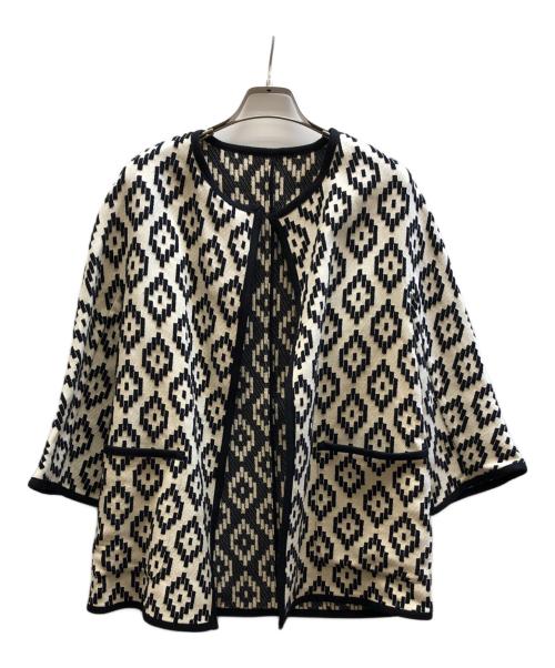 MaxMara（マックスマーラ）MaxMara (マックスマーラ) 総柄ノーカラージャケット ベージュ サイズ:38の古着・服飾アイテム