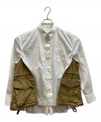 sacaiサカイ）の古着「ドッキングシャツ」｜ホワイト×ブラウン