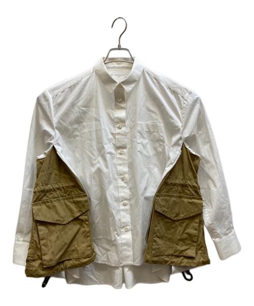 sacai（サカイ）sacai (サカイ) ドッキングシャツ ホワイト×ブラウン サイズ:1の古着・服飾アイテム