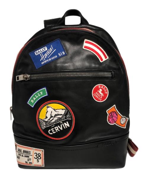 BALLY（バリー）BALLY (バリー) アップリケ トレインスポッティング バックパック ブラックの古着・服飾アイテム