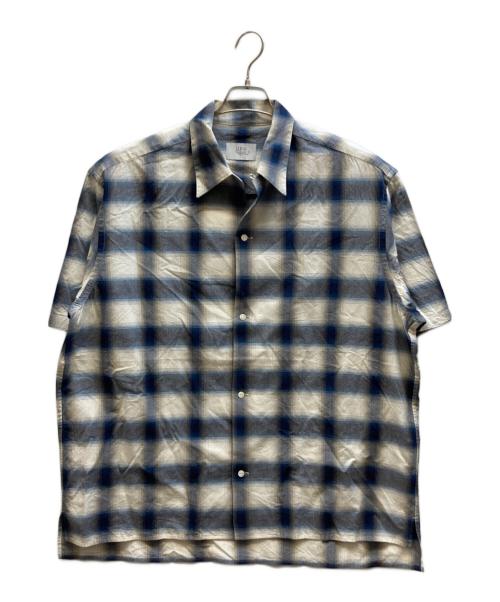 URU（ウル）URU (ウル) オープンカラーシャツ ネイビー×ホワイト サイズ:3の古着・服飾アイテム