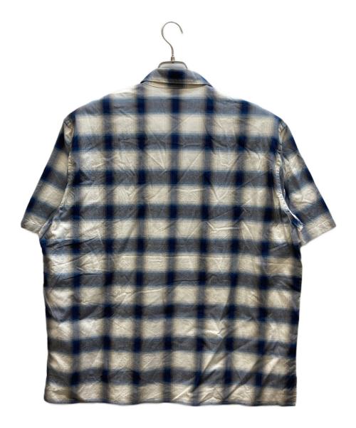URU（ウル）URU (ウル) オープンカラーシャツ ネイビー×ホワイト サイズ:3の古着・服飾アイテム