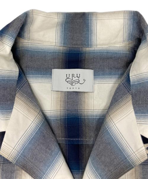 URU（ウル）URU (ウル) オープンカラーシャツ ネイビー×ホワイト サイズ:3の古着・服飾アイテム