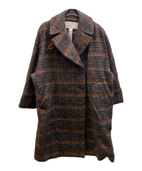 ticca（ティッカ）ticca (ティッカ) チェック柄モヘア混テントコート ブラウン サイズ:Ｆの古着・服飾アイテム