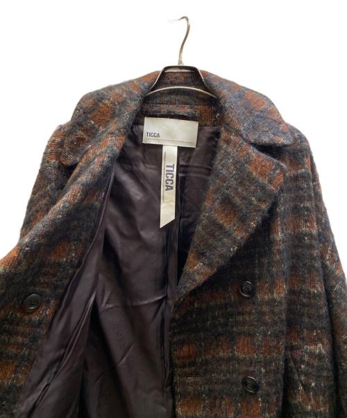ticca（ティッカ）ticca (ティッカ) チェック柄モヘア混テントコート ブラウン サイズ:Ｆの古着・服飾アイテム
