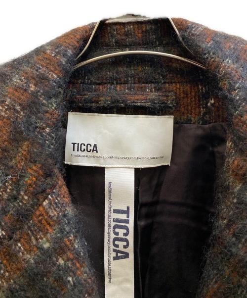 ticca（ティッカ）ticca (ティッカ) チェック柄モヘア混テントコート ブラウン サイズ:Ｆの古着・服飾アイテム