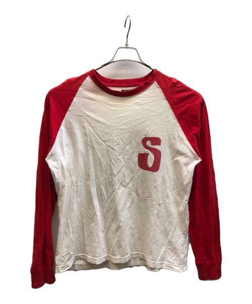 stussy（ステューシー）stussy (ステューシー) ラグランスリーブカットソー レッド サイズ:Mの古着・服飾アイテム