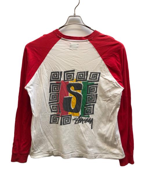 stussy（ステューシー）stussy (ステューシー) ラグランスリーブカットソー レッド サイズ:Mの古着・服飾アイテム