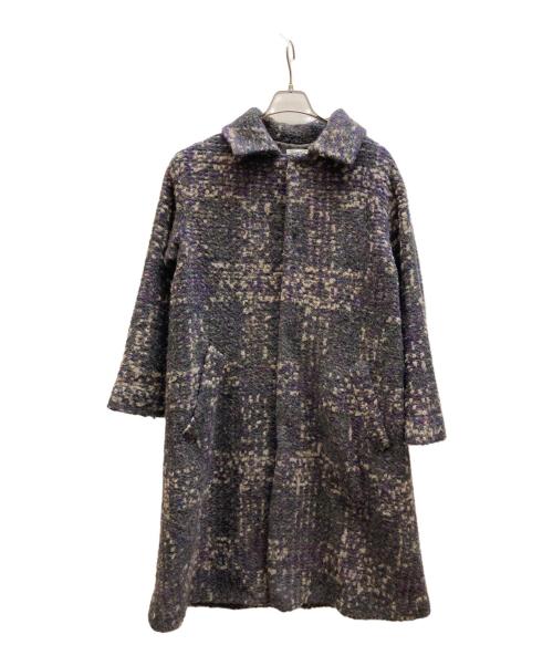 plantation（プランテーション）plantation (プランテーション) ウール混ミックスロングコート パープル サイズ:Mの古着・服飾アイテム