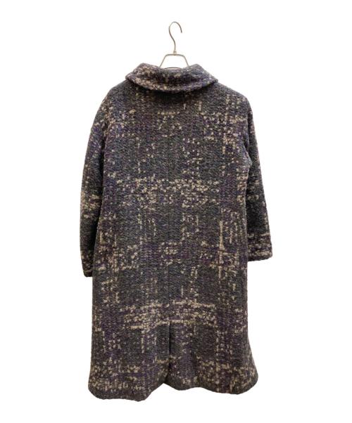 plantation（プランテーション）plantation (プランテーション) ウール混ミックスロングコート パープル サイズ:Mの古着・服飾アイテム