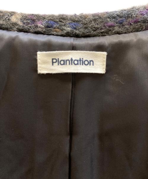 plantation（プランテーション）plantation (プランテーション) ウール混ミックスロングコート パープル サイズ:Mの古着・服飾アイテム