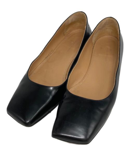 Maison Margiela（メゾンマルジェラ）Maison Margiela (メゾンマルジェラ) スクエアトゥーパンプス ブラック サイズ:38 1/2の古着・服飾アイテム