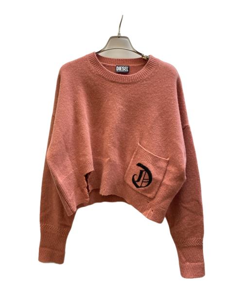 DIESEL（ディーゼル）DIESEL (ディーゼル) M-IDAHI ダメージ加工ニット ピンク サイズ:Mの古着・服飾アイテム