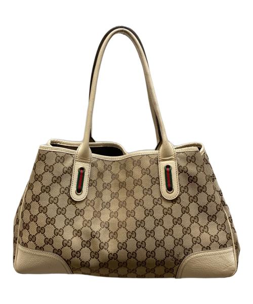 GUCCI（グッチ）GUCCI (グッチ) GGキャンバスリボントートバッグ ベージュの古着・服飾アイテム
