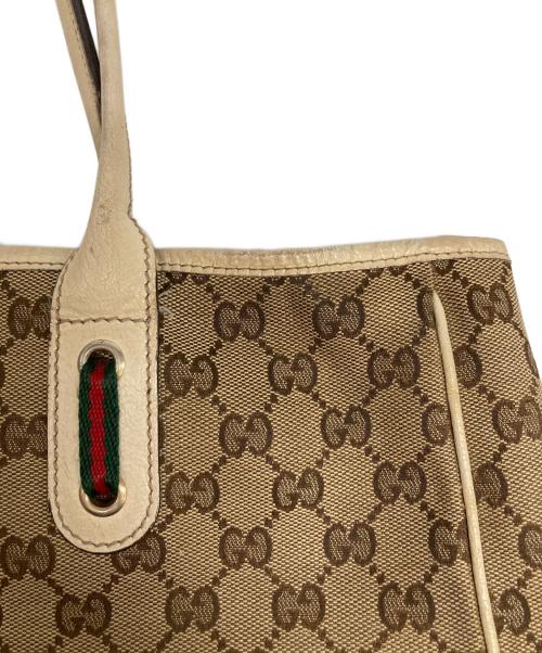 GUCCI（グッチ）GUCCI (グッチ) GGキャンバスリボントートバッグ ベージュの古着・服飾アイテム
