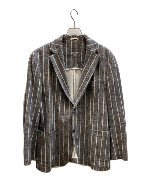 CIRCOLO 1901（チルコロ1901）CIRCOLO 1901 (チルコロ1901) ストライプテーラードジャケット グレー サイズ:56の古着・服飾アイテム