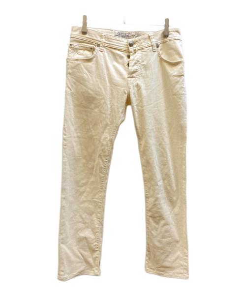 JACOB COHEN（ヤコブコーエン）JACOB COHEN (ヤコブコーエン) ハラコパッチデニムパンツ アイボリー サイズ:31の古着・服飾アイテム