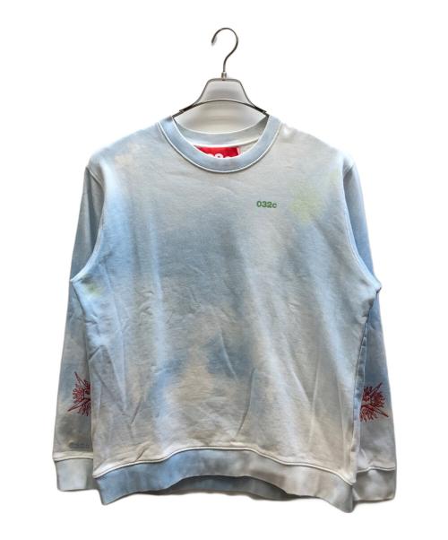 032c（ゼロスリーツーシー）032c (ゼロスリーツーシー) クルーネックスウェット ブルー サイズ:XLの古着・服飾アイテム
